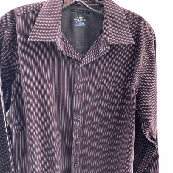 Van Heusen Studio Button Up Striped Slim Shirt M - Picture 4 of 6